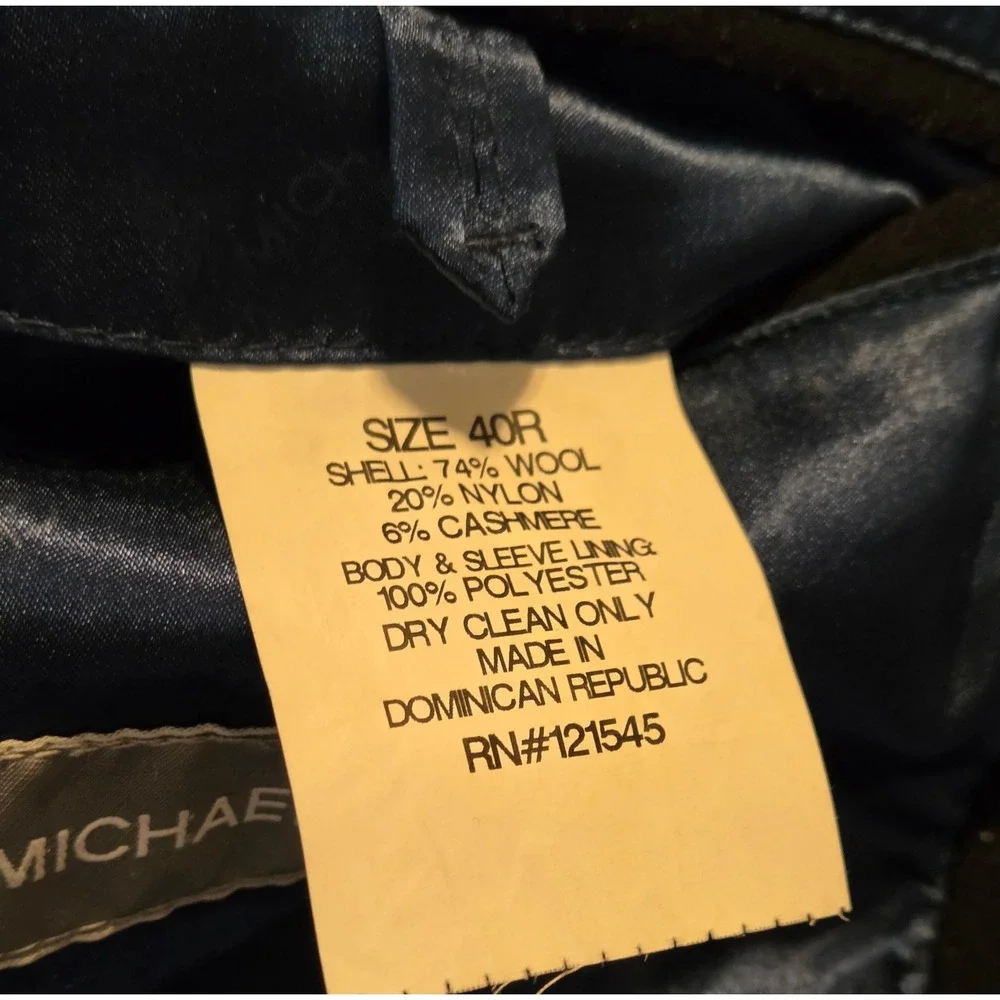 Michael Kors Mid-Length Single Breasted Overcoat Wool Cashmere Mens 40R Black